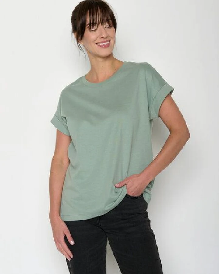 GREENBOMB Basic Loony - Sportliches T-Shirt aus Bio-Baumwolle mit Rollup Sleeve / GOTS / Fair & Vegan
