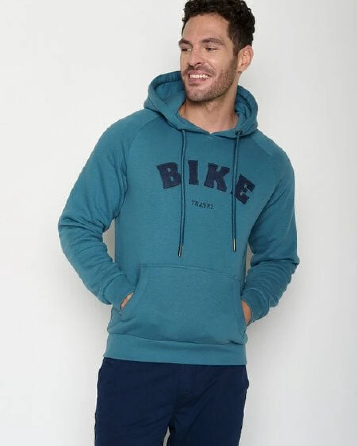 GREENBOMB Bike Travel Trek - Hoodie aus Bio-Baumwolle mit Raglan-Arm / hochwertiger Print / GOTS / Fair & Vegan