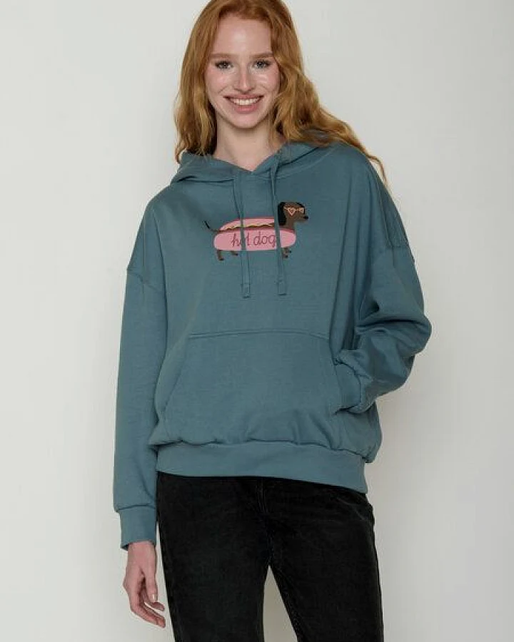 GREENBOMB Hot Dog Mello - Lässiger Hoodie aus Bio-Baumwolle / hochwertiger Print / GOTS / Fair & Vegan