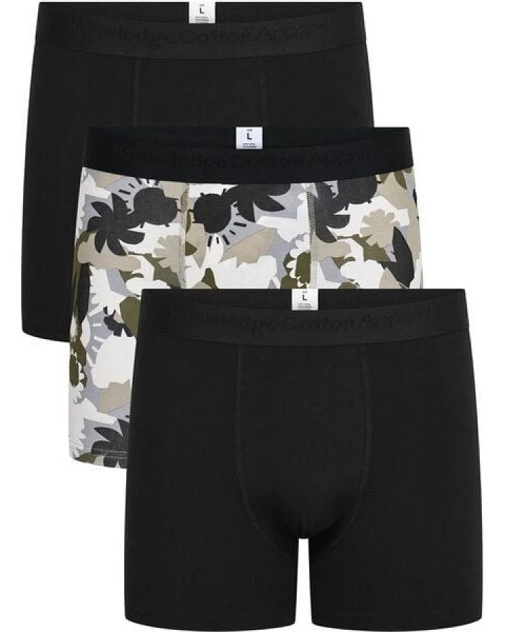 KnowledgeCotton Apparel 3-Pack Boxershorts FLOWER Print aus Bio-Baumwolle