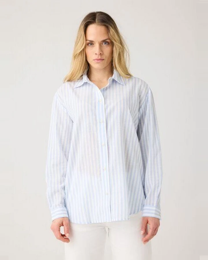 KnowledgeCotton Apparel Lockere gestreifte Bluse aus Bio-Baumwolle
