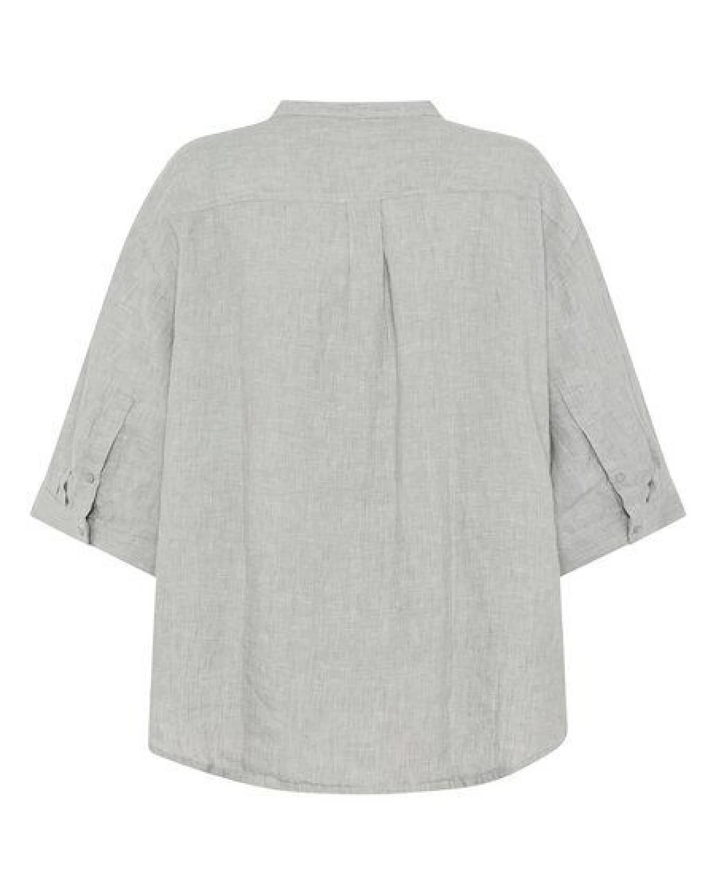 KnowledgeCotton Apparel Lockere Hemdbluse mit 3/4 Arm und Stehkragen aus Bio-Leinen – Ansicht 3