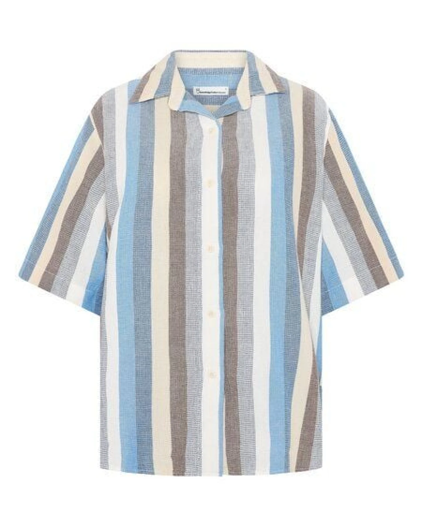 KnowledgeCotton Apparel Lockere kurzarm Hemdbluse mit Struktur aus Bio-Baumwolle – Ansicht 4