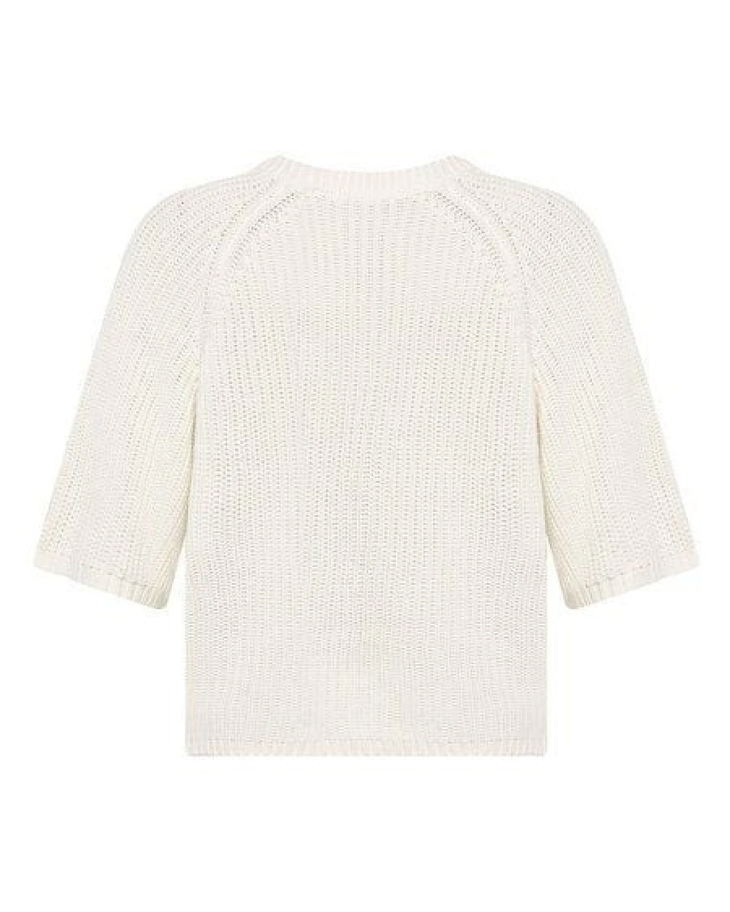 KnowledgeCotton Apparel Leichter Kurzarm Pullover mit V-Ausschnitt aus Bio-Baumwolle – Ansicht 3