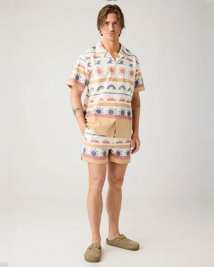 KnowledgeCotton Apparel Mittellange Seersucker-Badeshorts aus Bio-Baumwolle