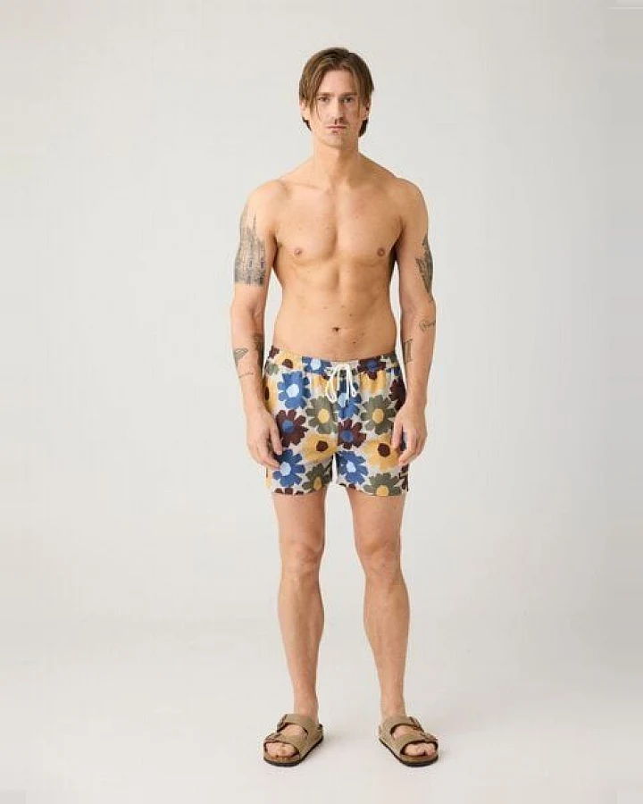 KnowledgeCotton Apparel Mittellange Badehose mit Prints aus recyceltem Polyester
