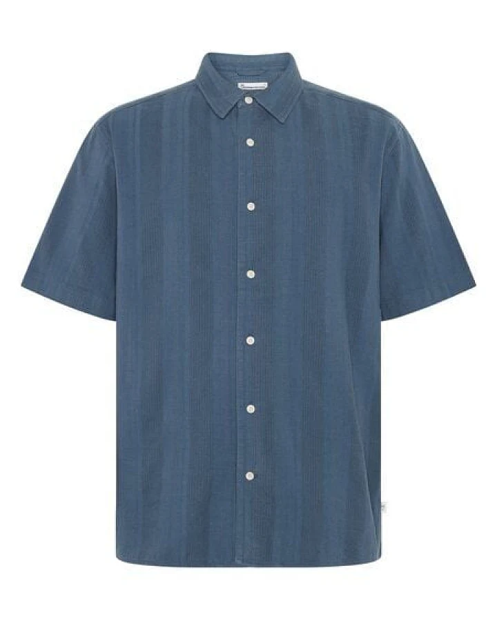 KnowledgeCotton Apparel Lockeres Kurzarmshirt mit Struktur aus Bio-Baumwolle