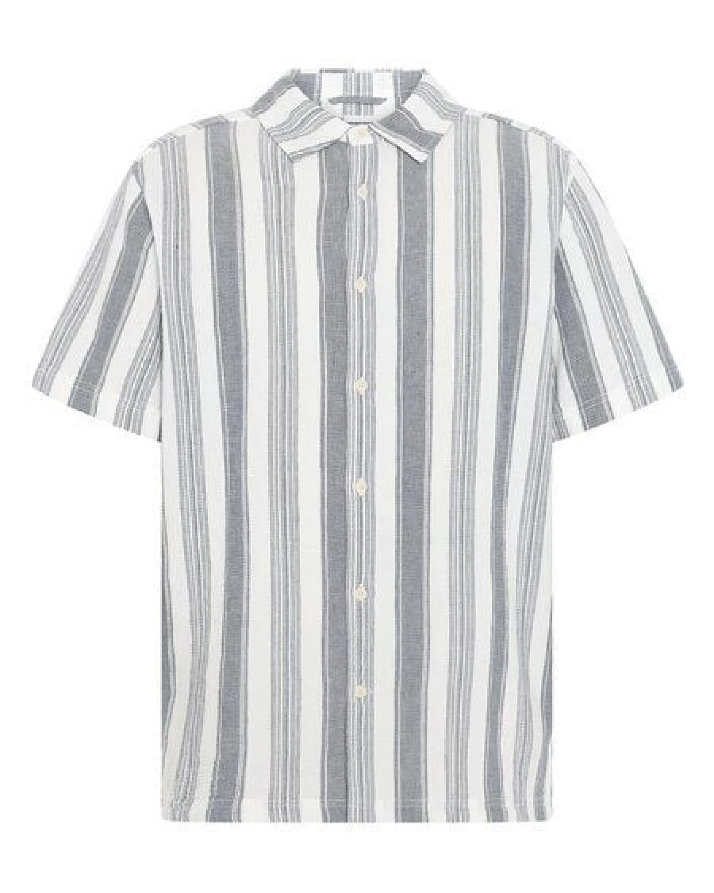 KnowledgeCotton Apparel Lockeres Kurzarmhemd mit Streifen aus Bio-Baumwolle – Ansicht 3