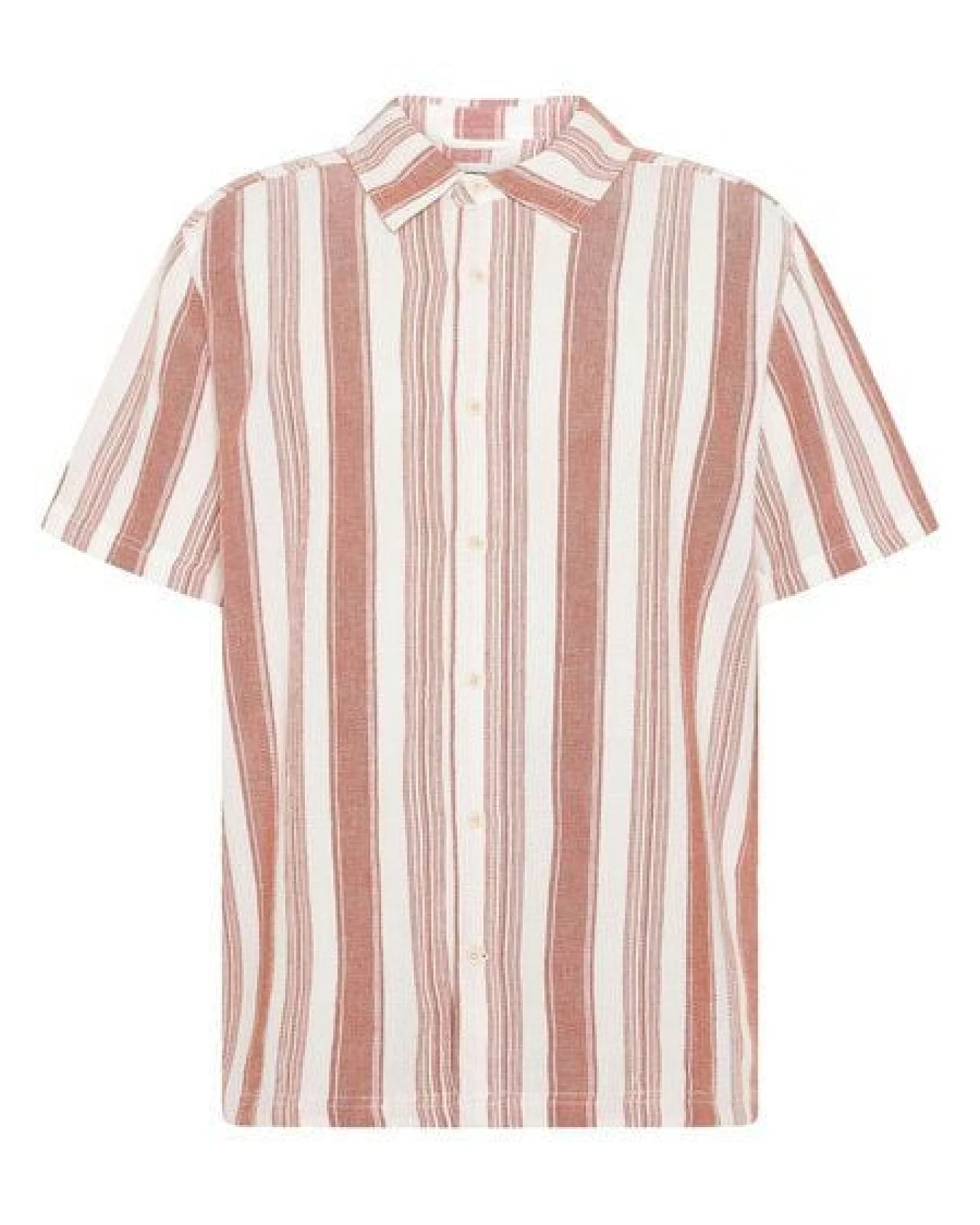KnowledgeCotton Apparel Lockeres Kurzarmhemd mit Streifen aus Bio-Baumwolle – Ansicht 4
