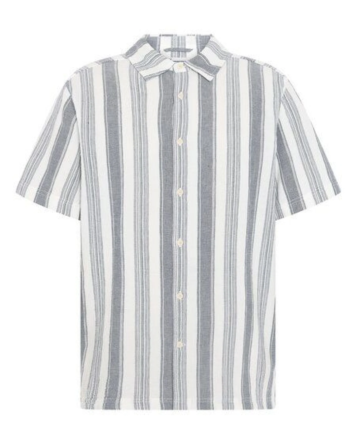 KnowledgeCotton Apparel Lockeres Kurzarmhemd mit Streifen aus Bio-Baumwolle – Ansicht 3
