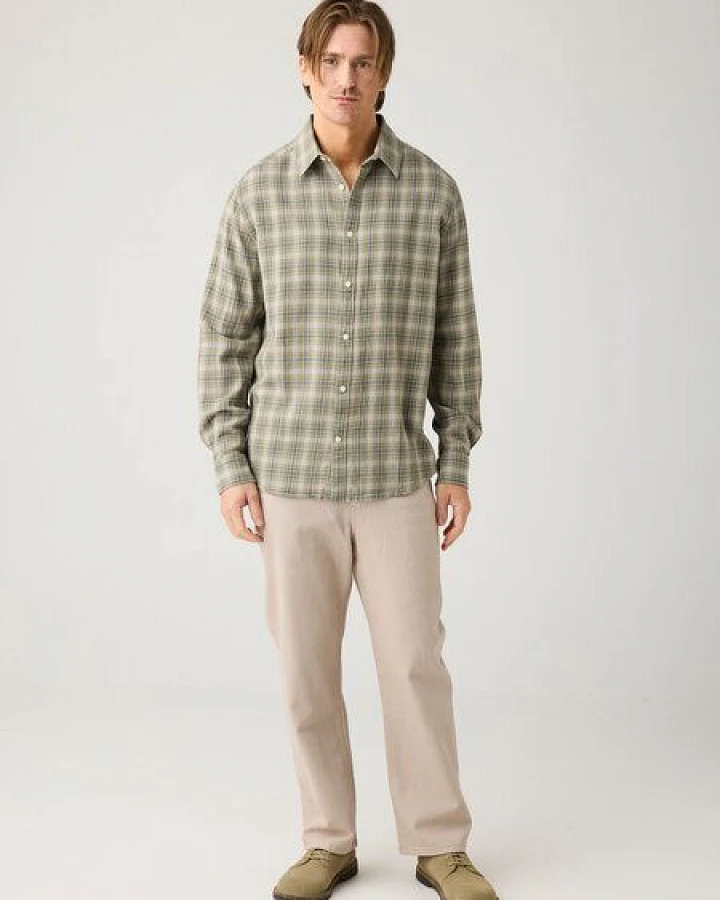 KnowledgeCotton Apparel Flint weite Twill-Hose aus Bio-Baumwolle