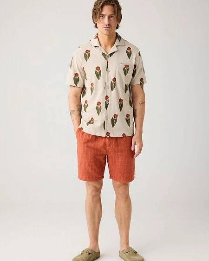 KnowledgeCotton Apparel Lockere Shorts FIG mit Strucktur aus Bio-Baumwolle