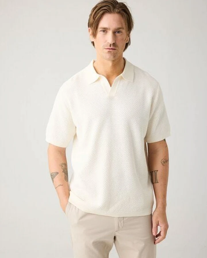 Produktseite: KnowledgeCotton Apparel Lockeres gestricktes Poloshirt aus Bio-Baumwolle