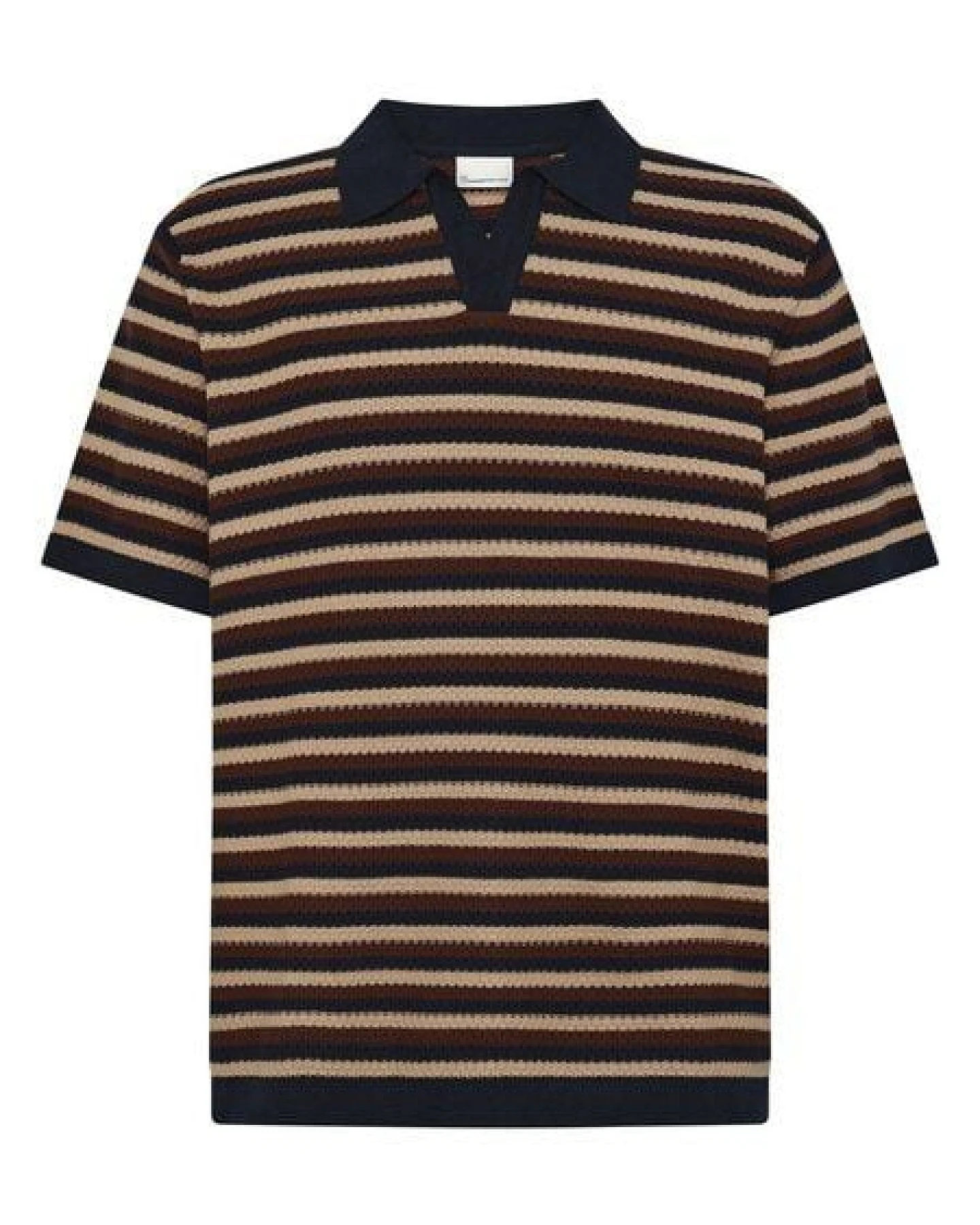 KnowledgeCotton Apparel Gestricktes Poloshirt mit Streifen aus Bio-Baumwolle – Ansicht 4