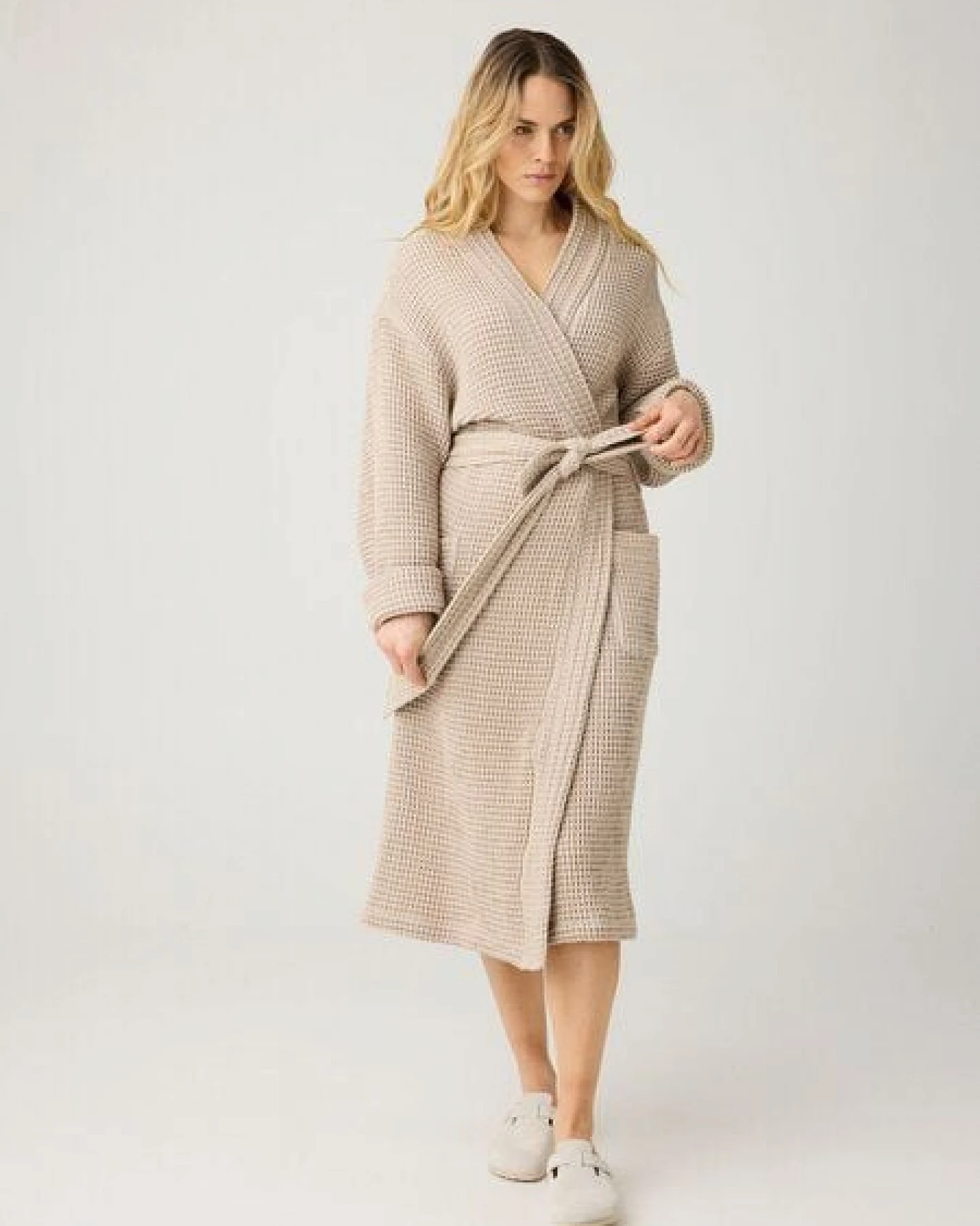 KnowledgeCotton Apparel Bademantel WAFFLE aus Bio-Baumwolle – Ansicht 4