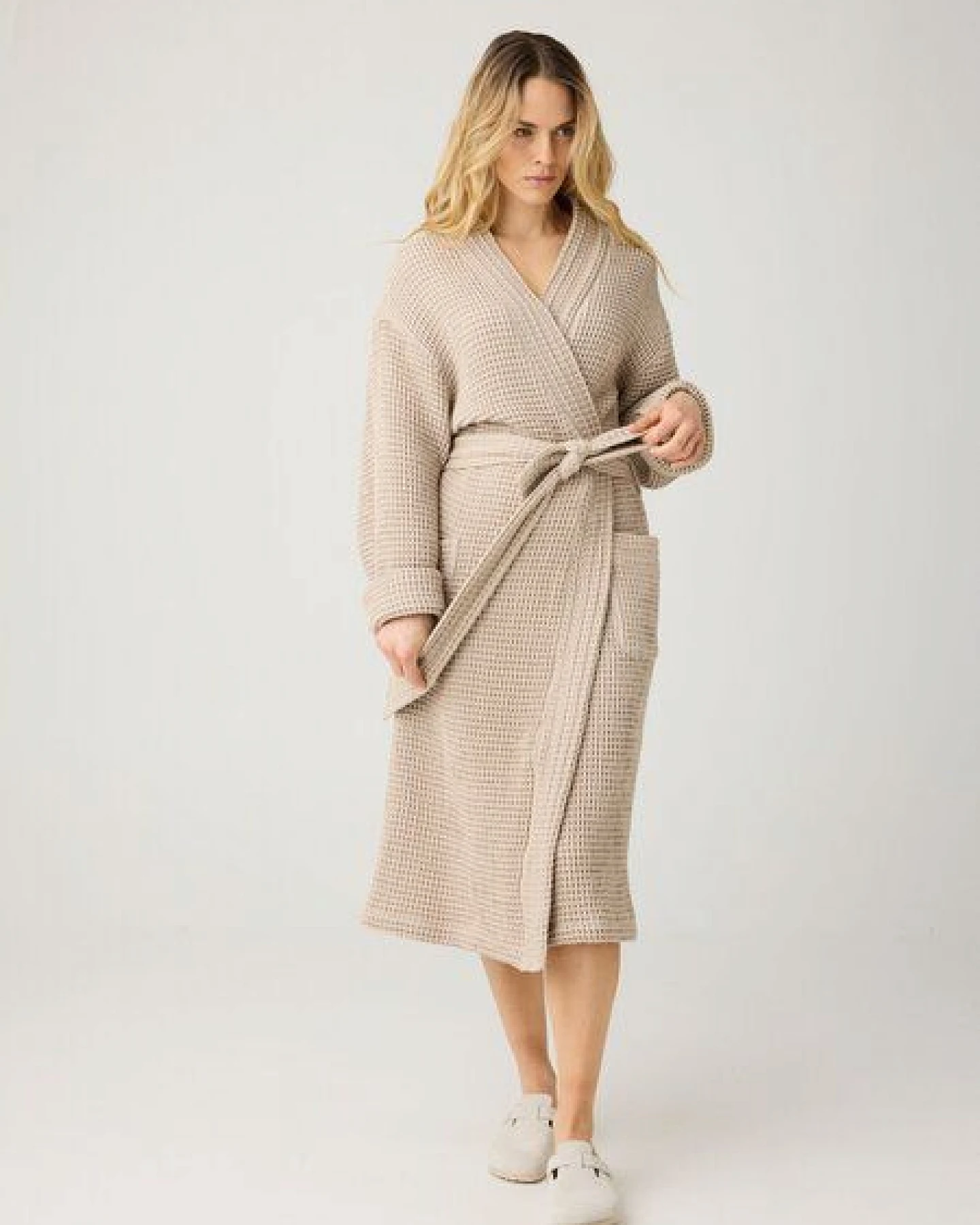 KnowledgeCotton Apparel Bademantel WAFFLE aus Bio-Baumwolle – Ansicht 4