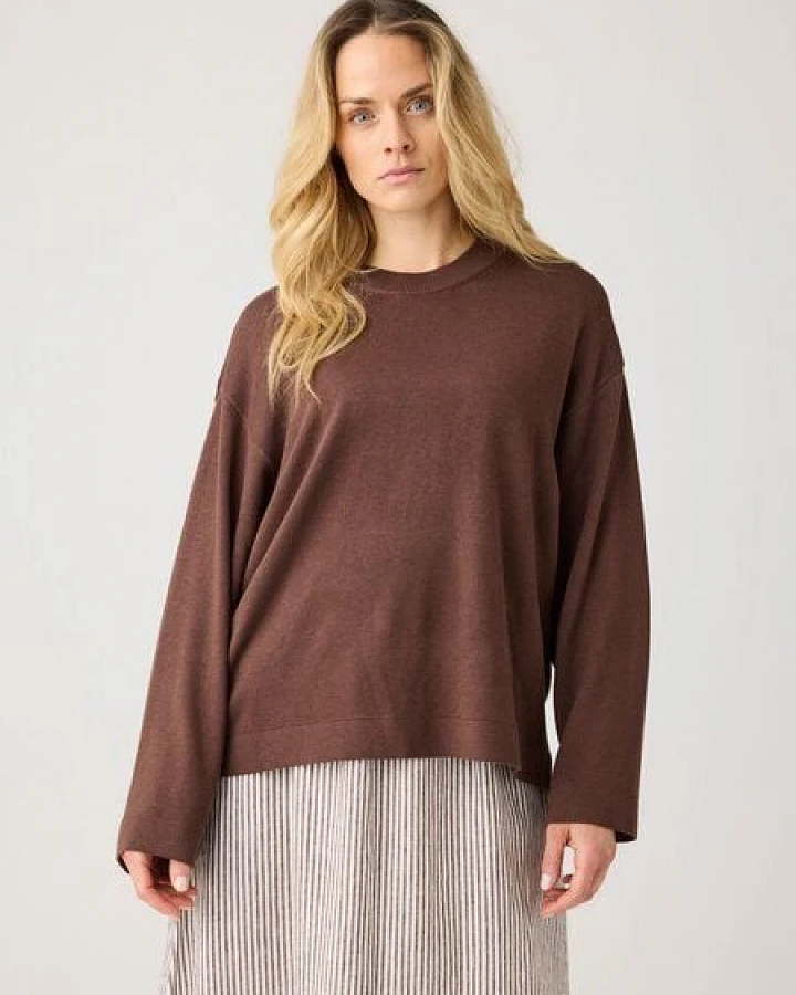 KnowledgeCotton Apparel Lockerer Pullover aus leichtem Bio-Baumwollmix
