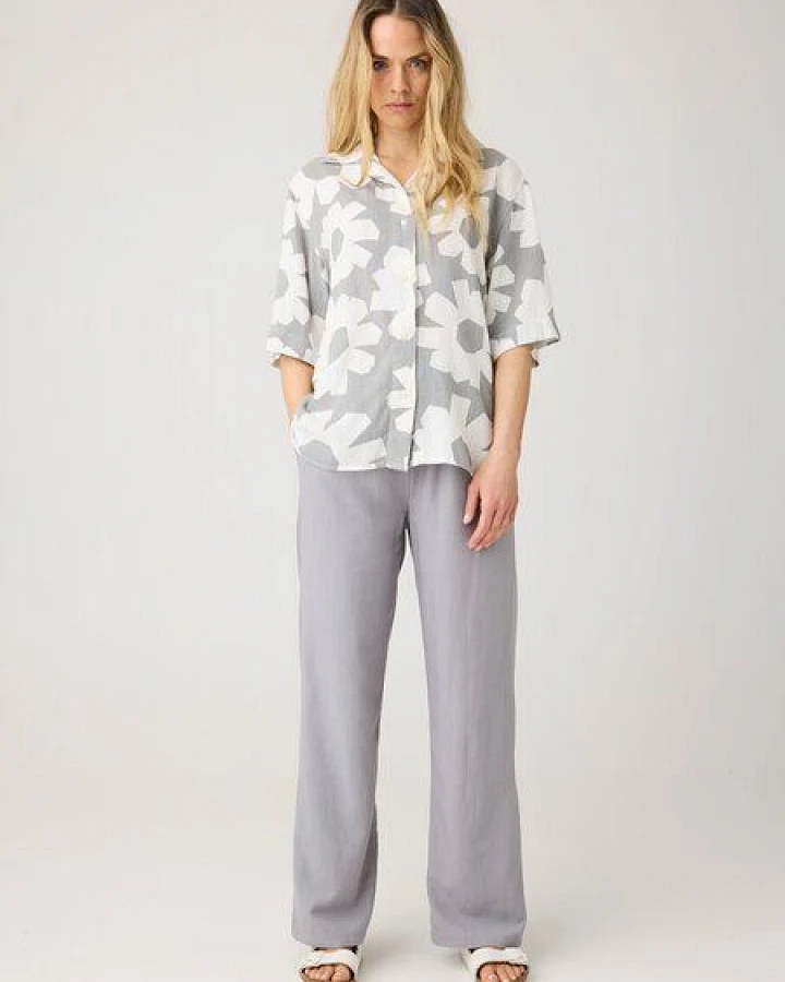 KnowledgeCotton Apparel Weite Hose POSEY aus Ecovero und Bio-Leinen