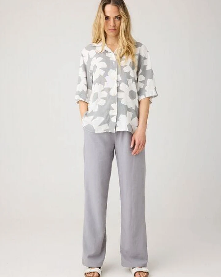 KnowledgeCotton Apparel Weite Hose POSEY aus Ecovero und Bio-Leinen