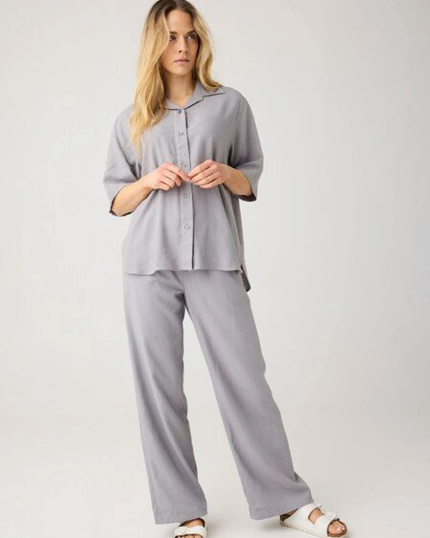 KnowledgeCotton Apparel Weite Hose POSEY aus Ecovero und Bio-Leinen – Ansicht 3