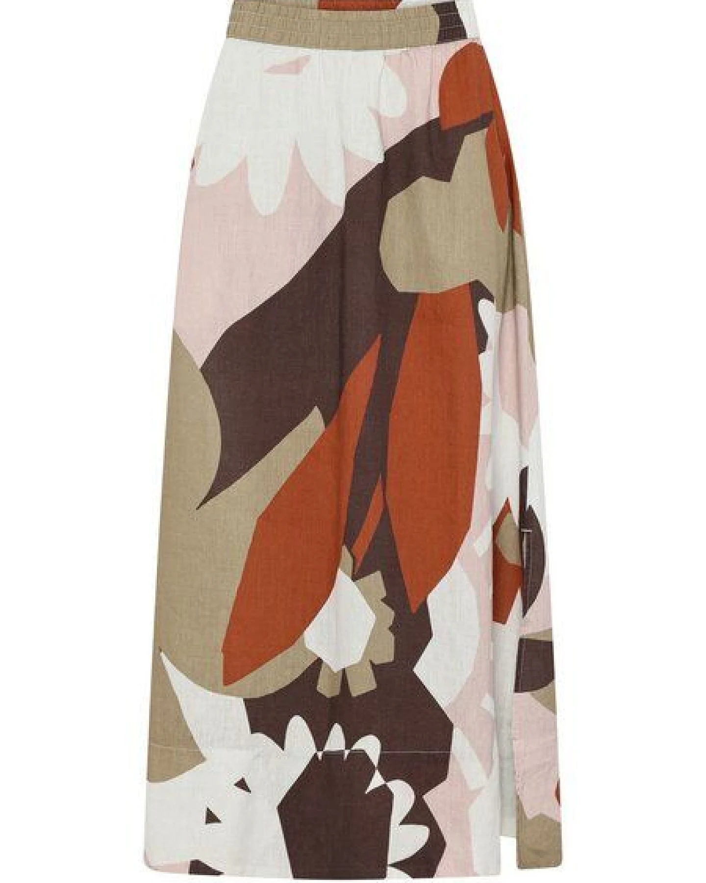 KnowledgeCotton Apparel Maxi Rock mit Flower-Print aus Bio-Leinen – Ansicht 3