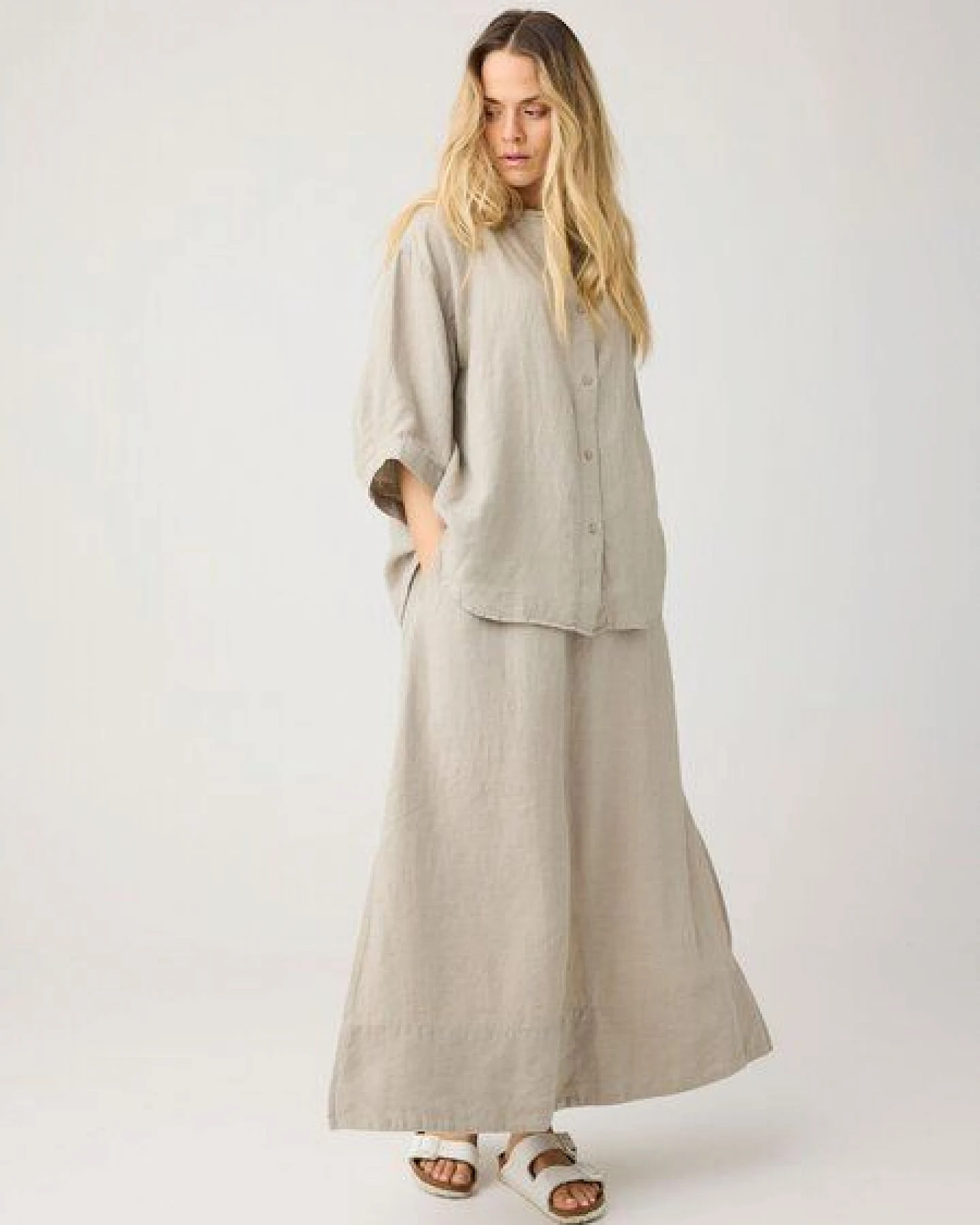 KnowledgeCotton Apparel Maxi Rock aus Bio-Leinen – Ansicht 3