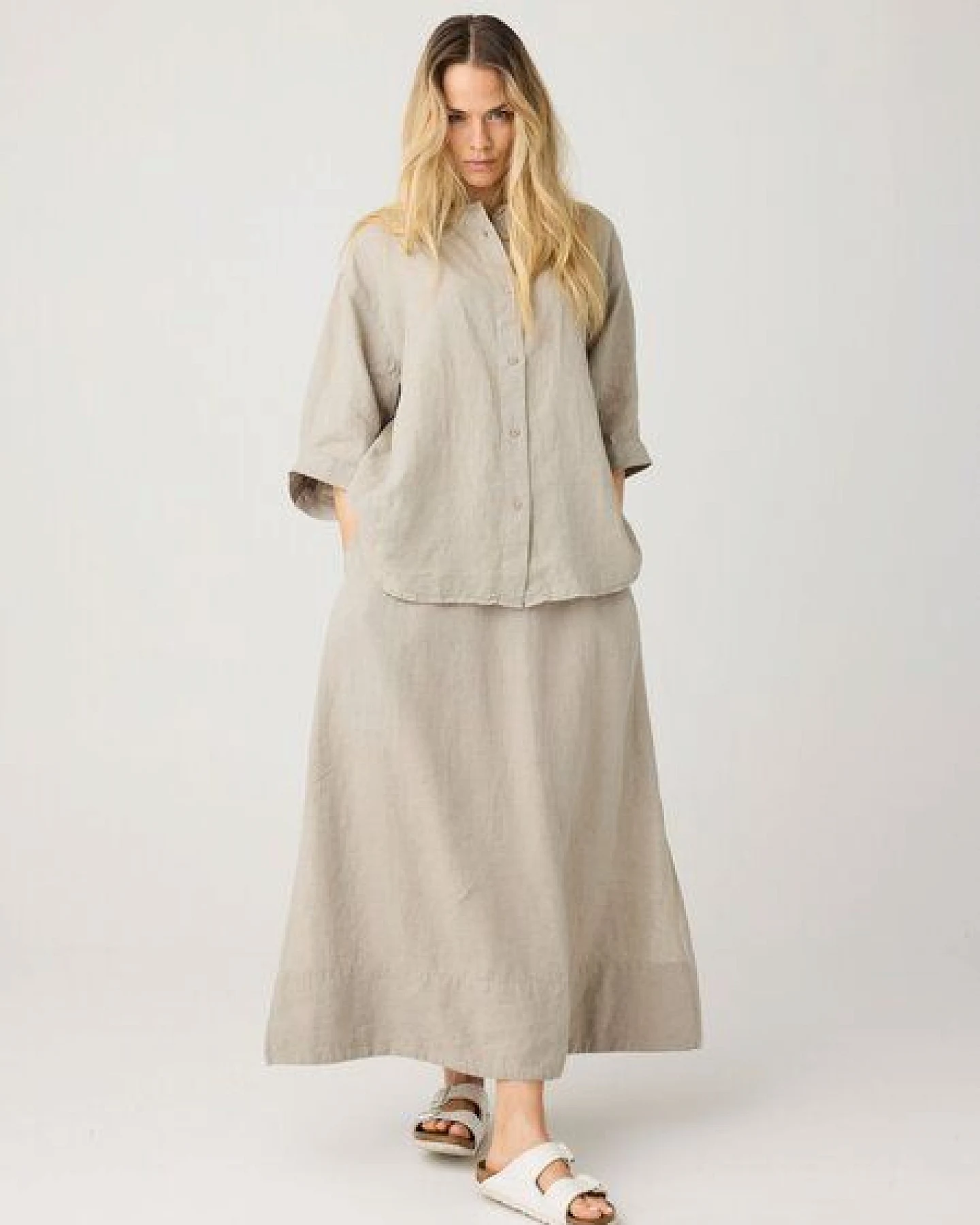KnowledgeCotton Apparel Maxi Rock aus Bio-Leinen – Ansicht 4