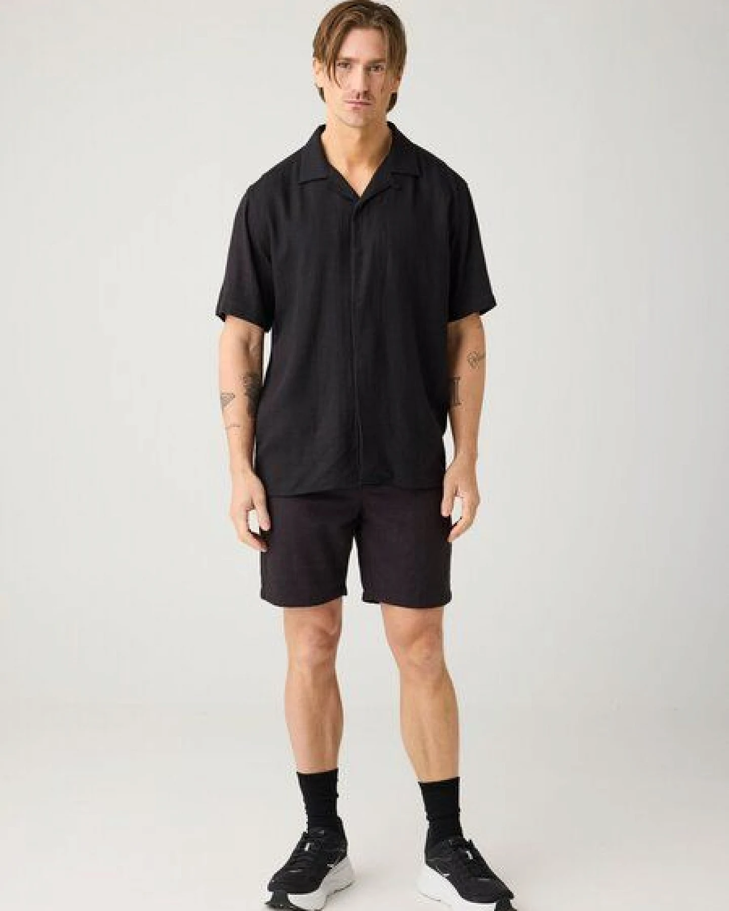 KnowledgeCotton Apparel Lockeres Kurzarmhemd MOSS aus Ecovero und Bio-Leinen – Ansicht 3