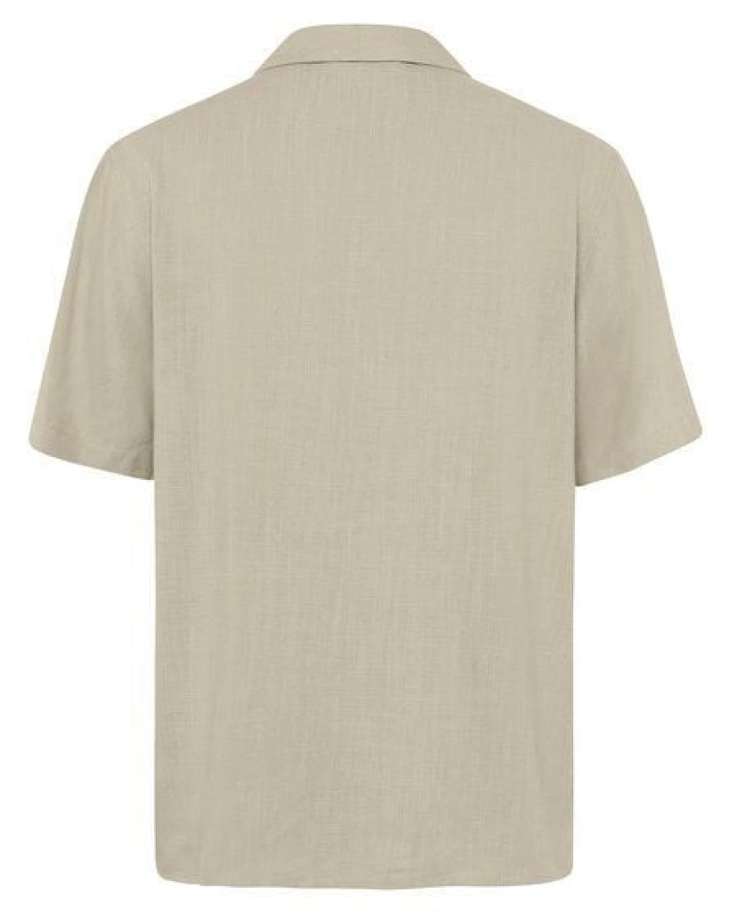 KnowledgeCotton Apparel Lockeres Kurzarmhemd MOSS aus Ecovero und Bio-Leinen – Ansicht 3