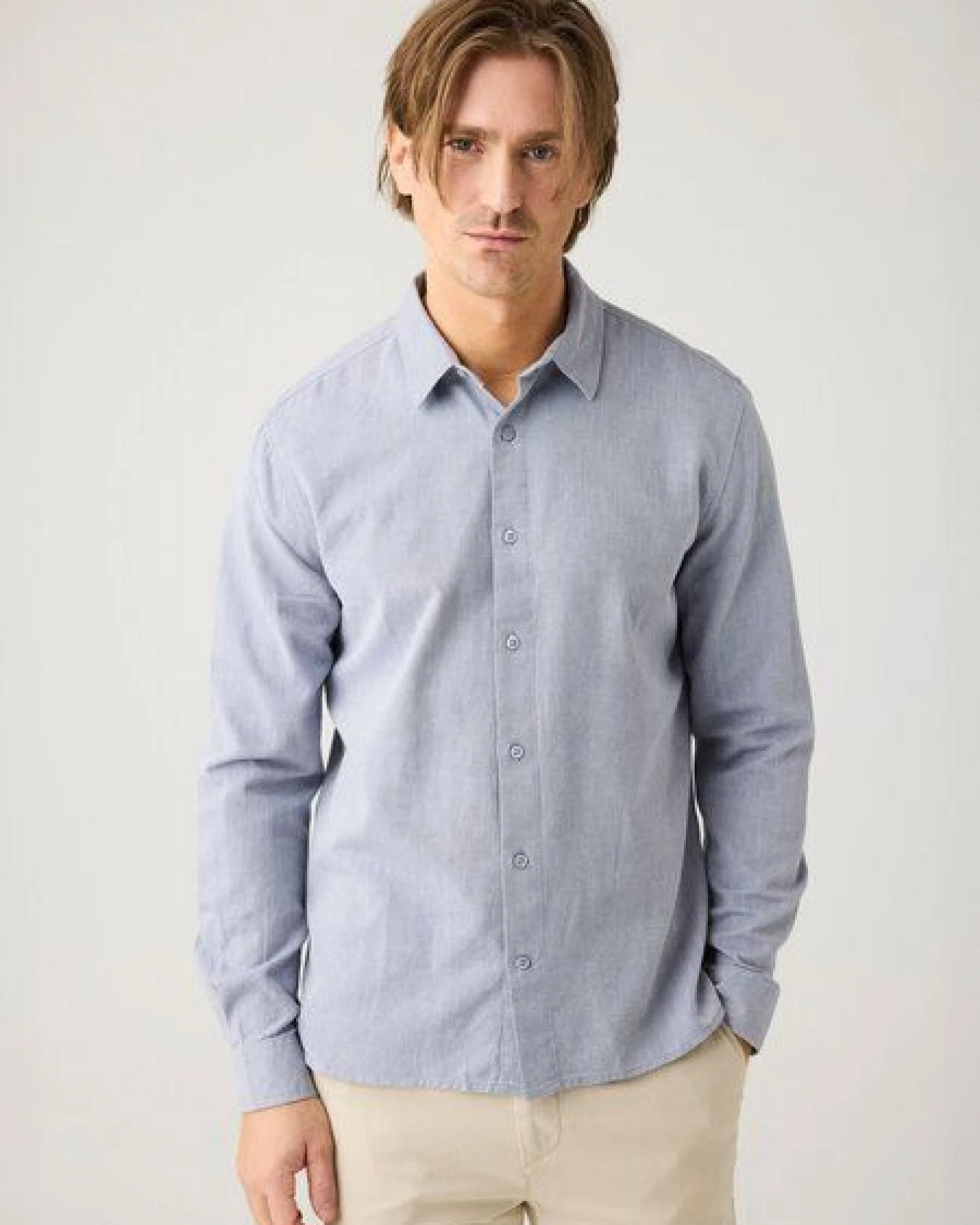 KnowledgeCotton Apparel Leichtes Twill-Hemd aus Bio-Baumwolle – Ansicht 2