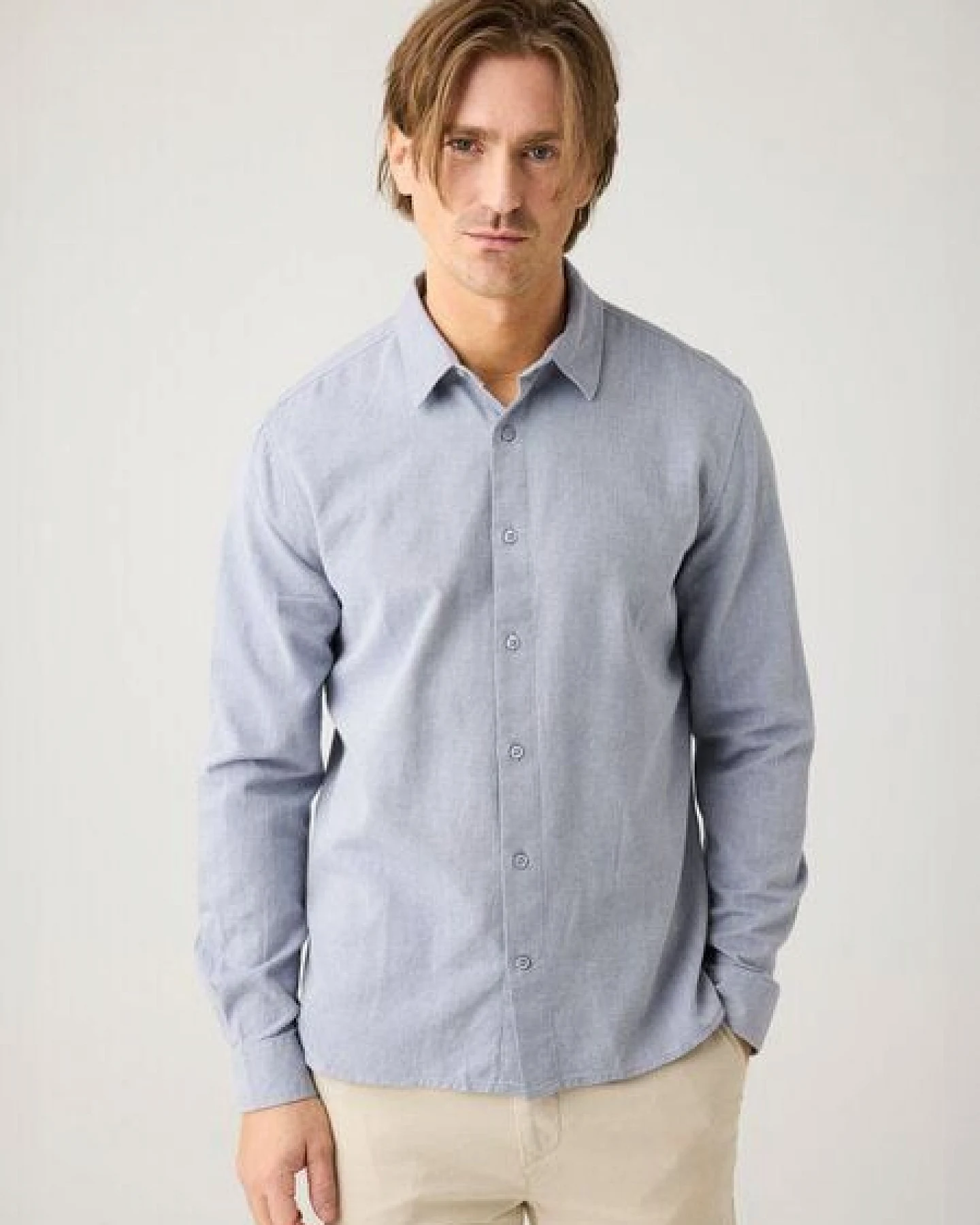 KnowledgeCotton Apparel Leichtes Twill-Hemd aus Bio-Baumwolle – Ansicht 2