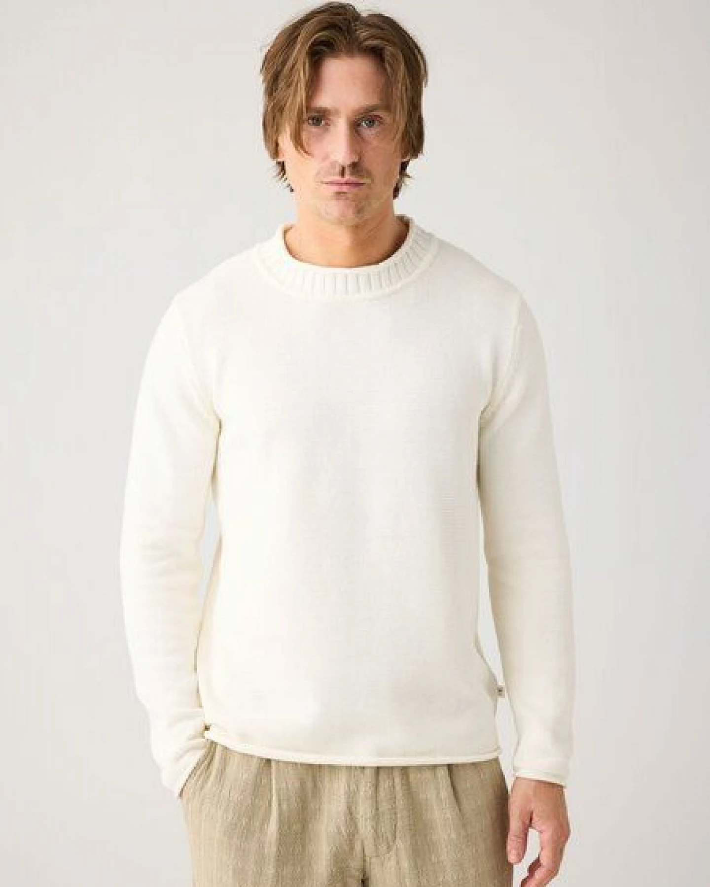 KnowledgeCotton Apparel Leichter Pullover mit Rundhalsausschnitt aus Bio-Baumwolle – Ansicht 2