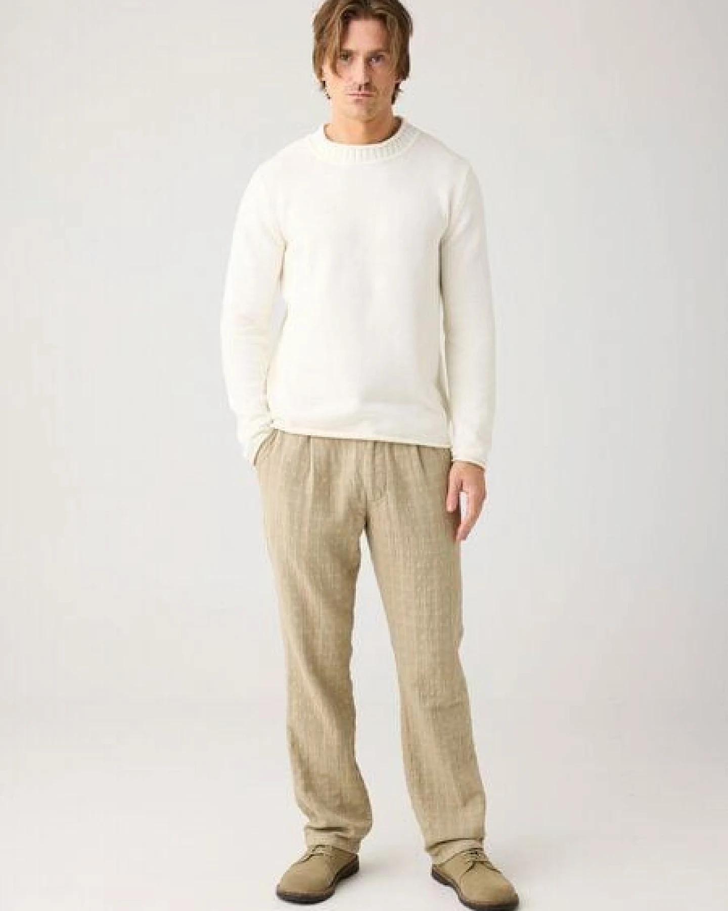 KnowledgeCotton Apparel Leichter Pullover mit Rundhalsausschnitt aus Bio-Baumwolle – Ansicht 4