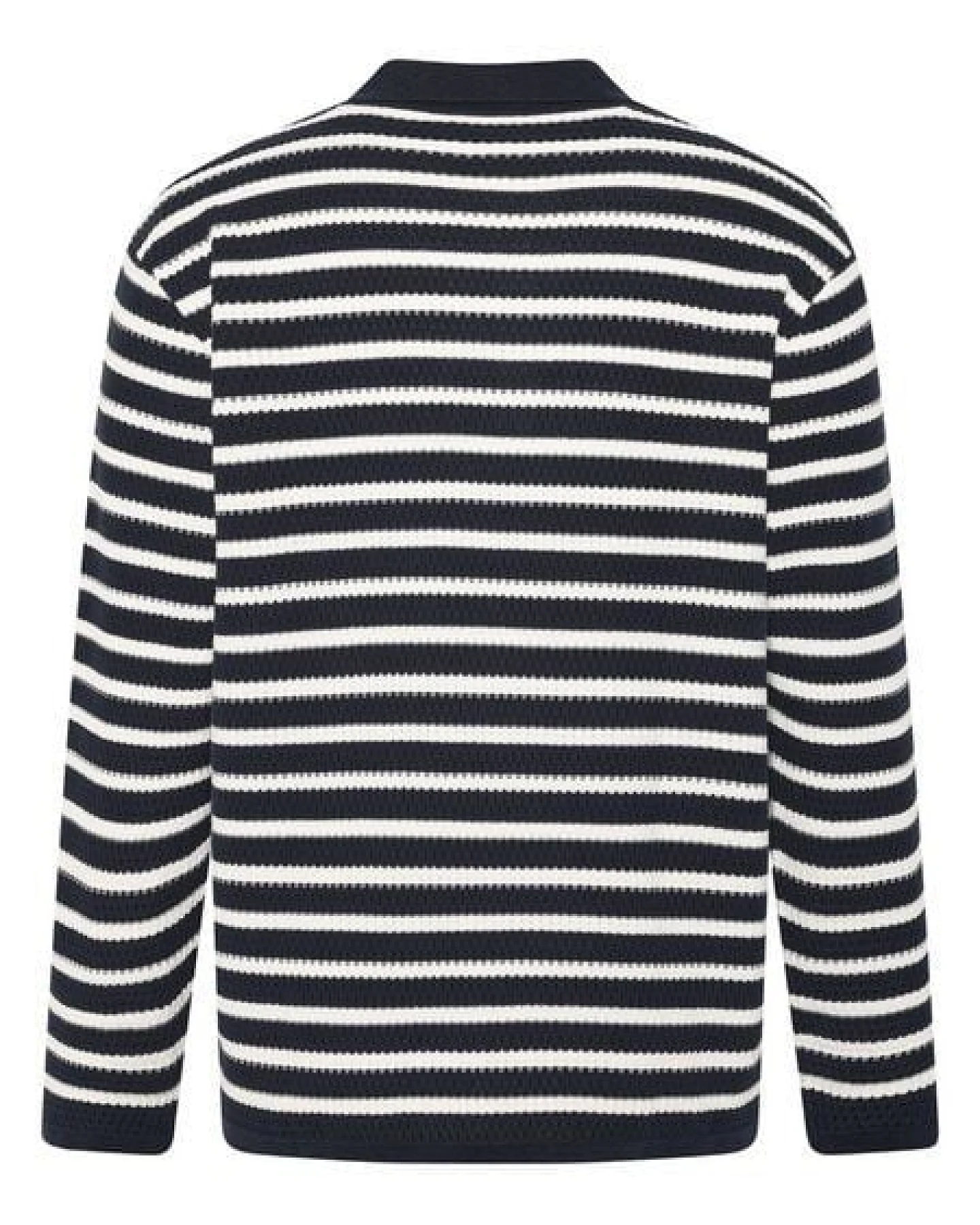 KnowledgeCotton Apparel Gestricktes Langarm-Poloshirt mit Streifen aus Bio-Baumwolle – Ansicht 3