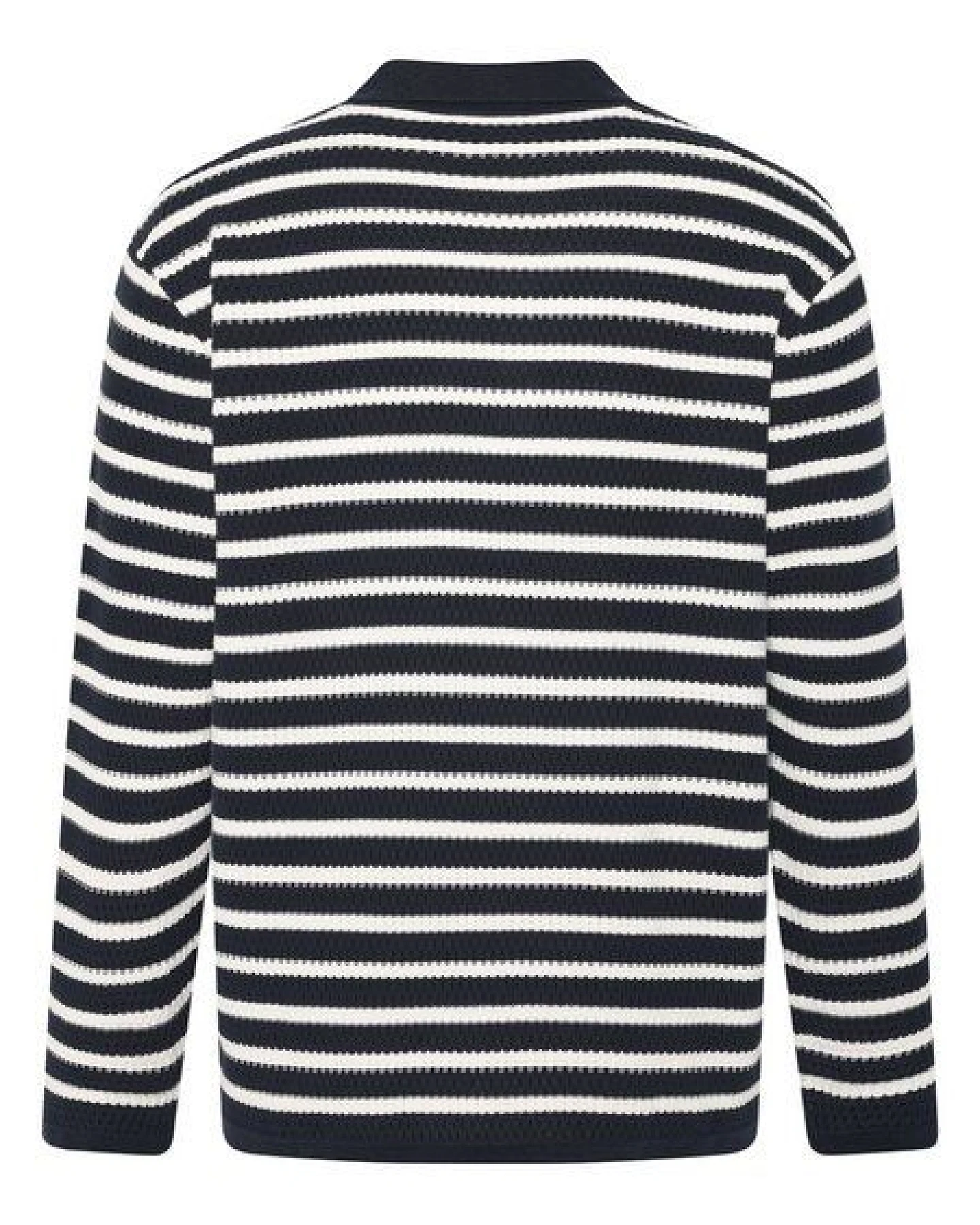 KnowledgeCotton Apparel Gestricktes Langarm-Poloshirt mit Streifen aus Bio-Baumwolle – Ansicht 3