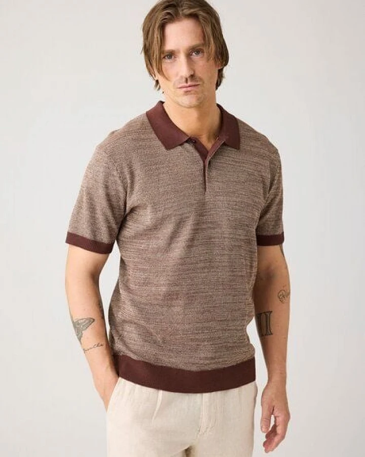 KnowledgeCotton Apparel Gestricktes Kurzarm-Poloshirt aus Bio-Baumwolle