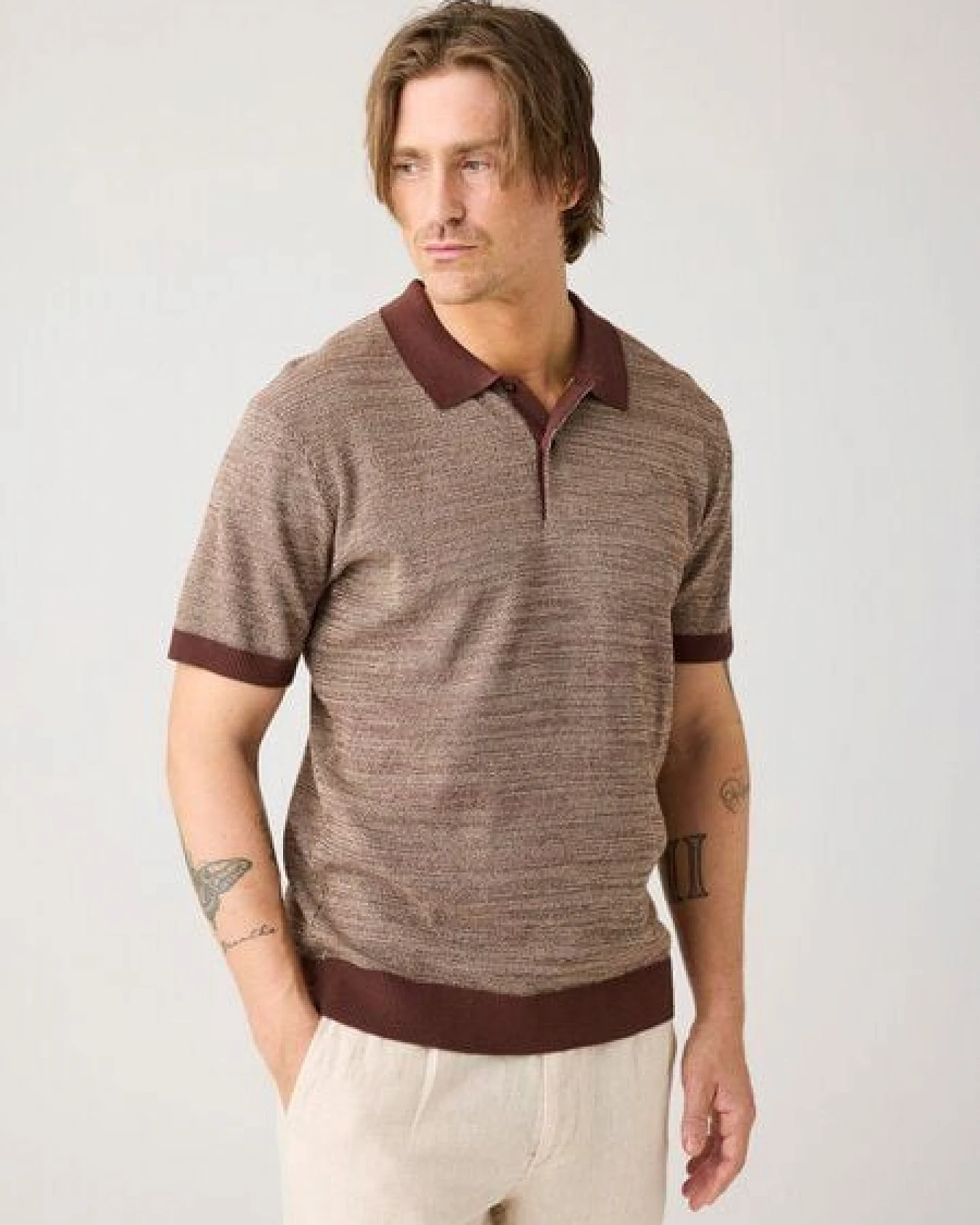 KnowledgeCotton Apparel Gestricktes Kurzarm-Poloshirt aus Bio-Baumwolle – Ansicht 4