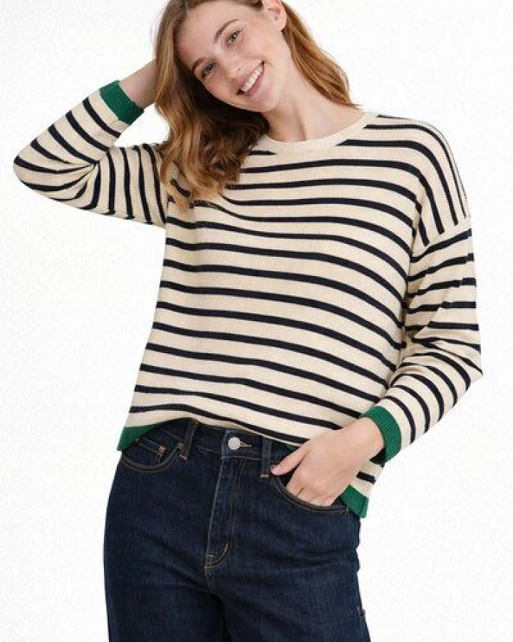 Basic Apparel Gestreifter Sweater LILA - Pullover aus Bio-Baumwolle