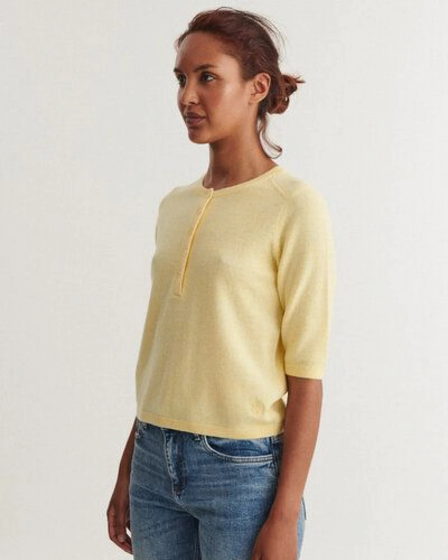 Basic Apparel Strickshirt mit Knopfleiste SELEM Granddad aus Merinowolle – Ansicht 3