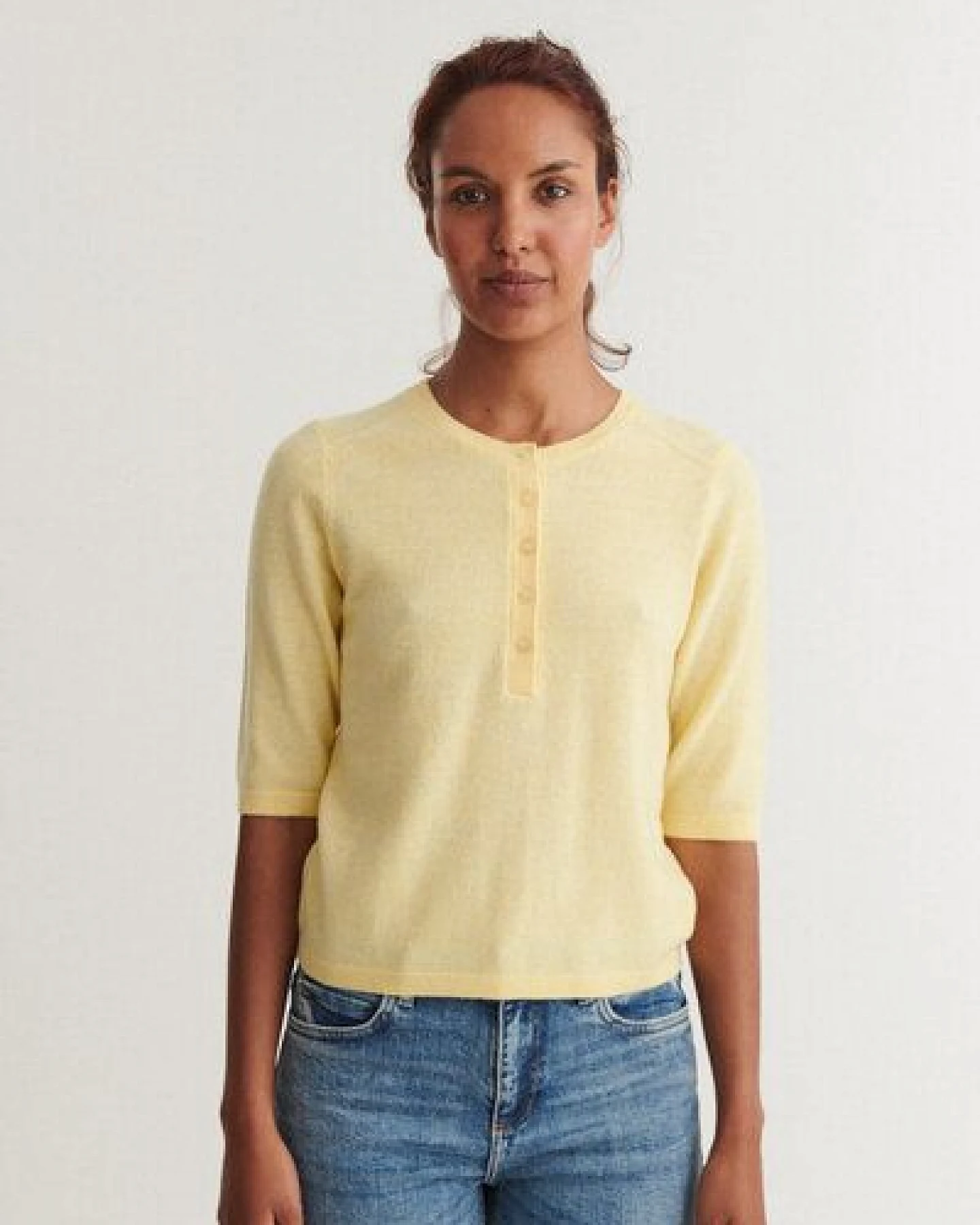 Basic Apparel Strickshirt mit Knopfleiste SELEM Granddad aus Merinowolle – Ansicht 2