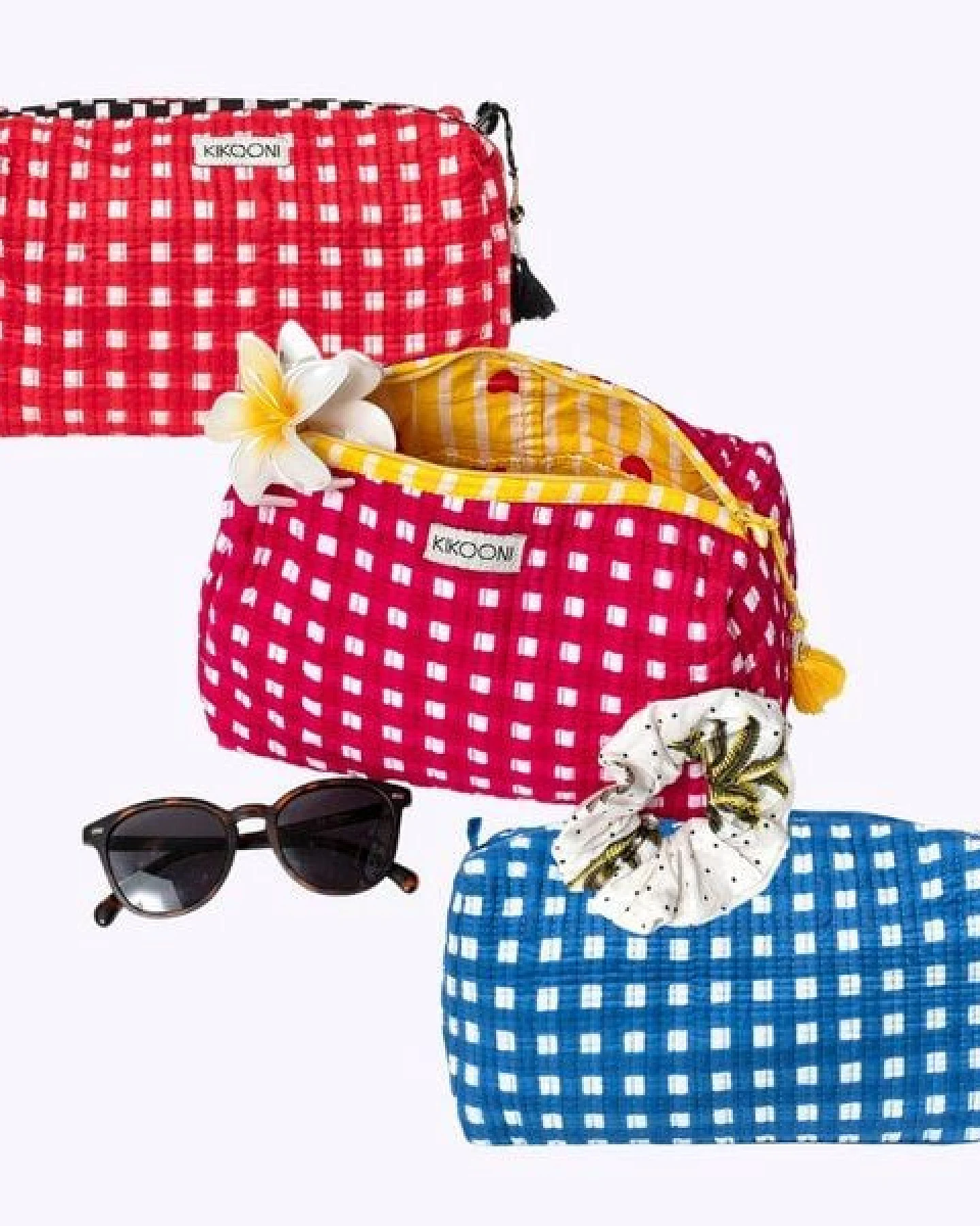 KIKOONI handgefertigte Kosmetiktasche "HAPPY CHECKS" – Ansicht 2
