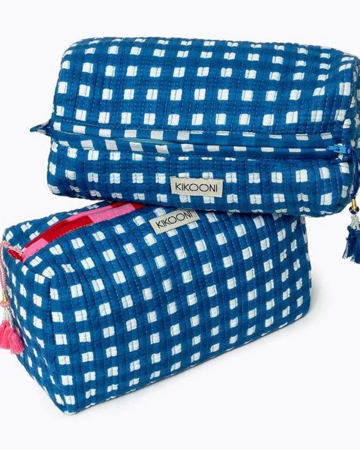 KIKOONI handgefertigte Kosmetiktasche "HAPPY CHECKS" – Ansicht 3