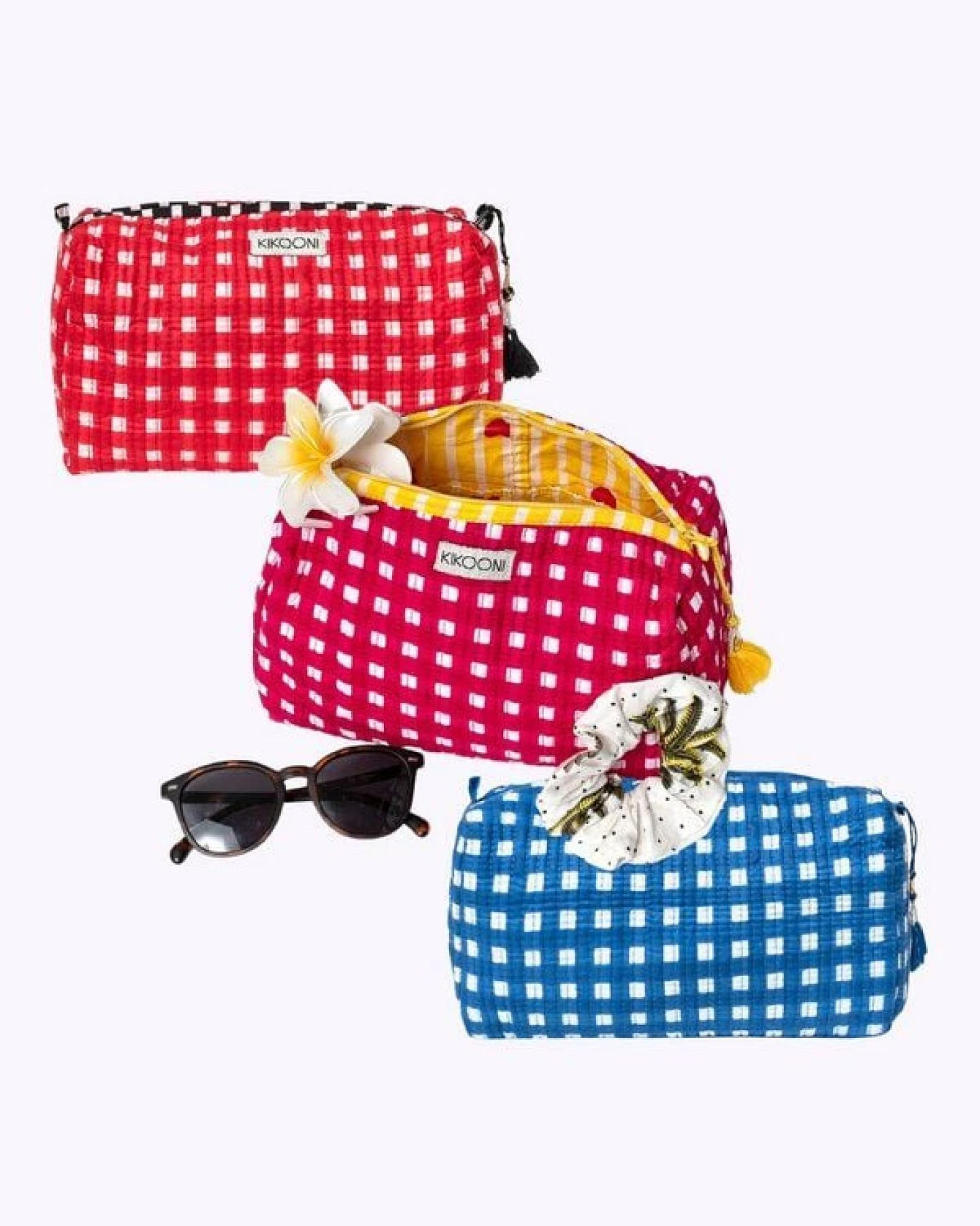 KIKOONI handgefertigte Kosmetiktasche "HAPPY CHECKS" – Ansicht 2