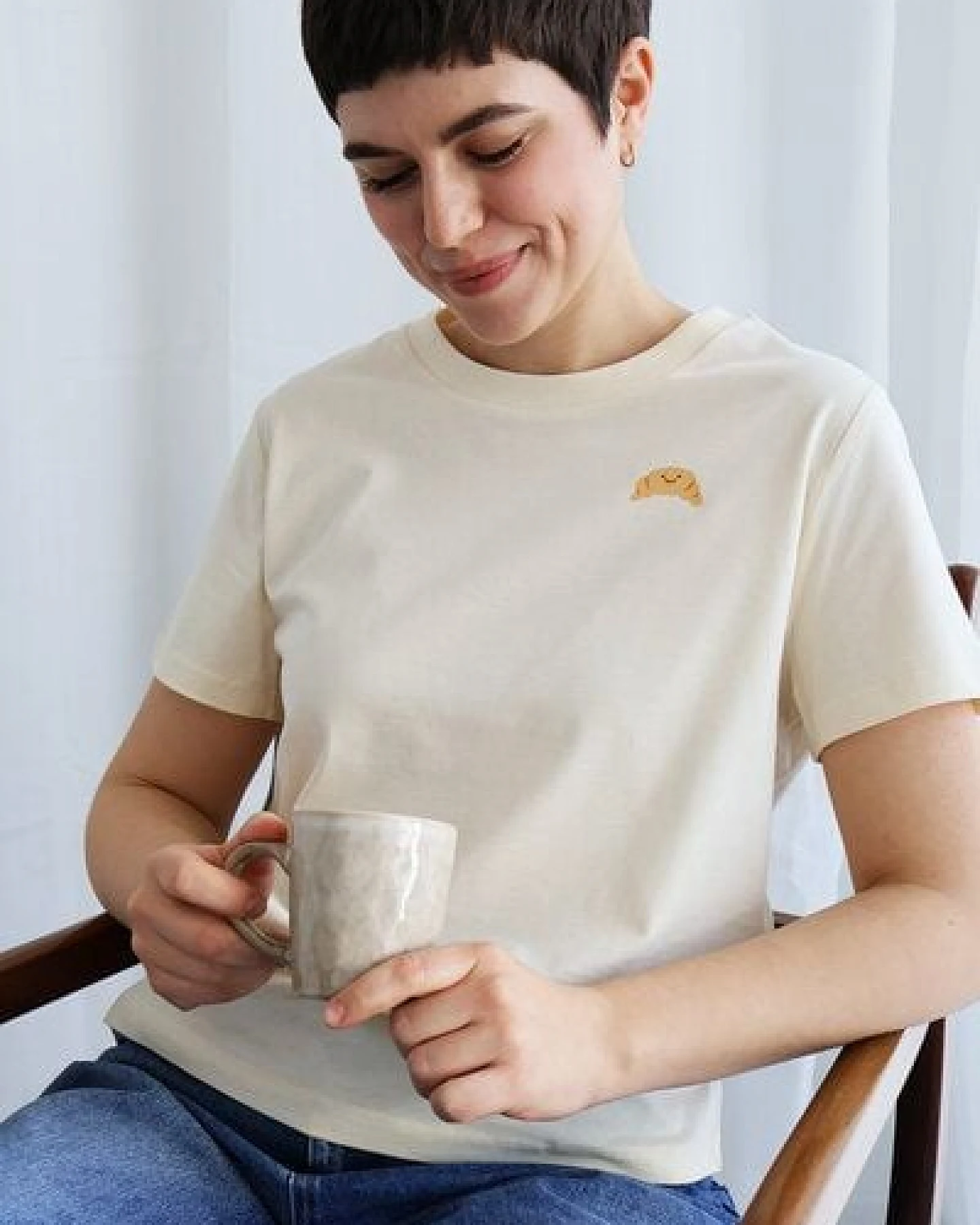 Kultgut Artdesign - Boxi Shirt aus naturbelassener Biobaumwolle /Little Croissant – Ansicht 3