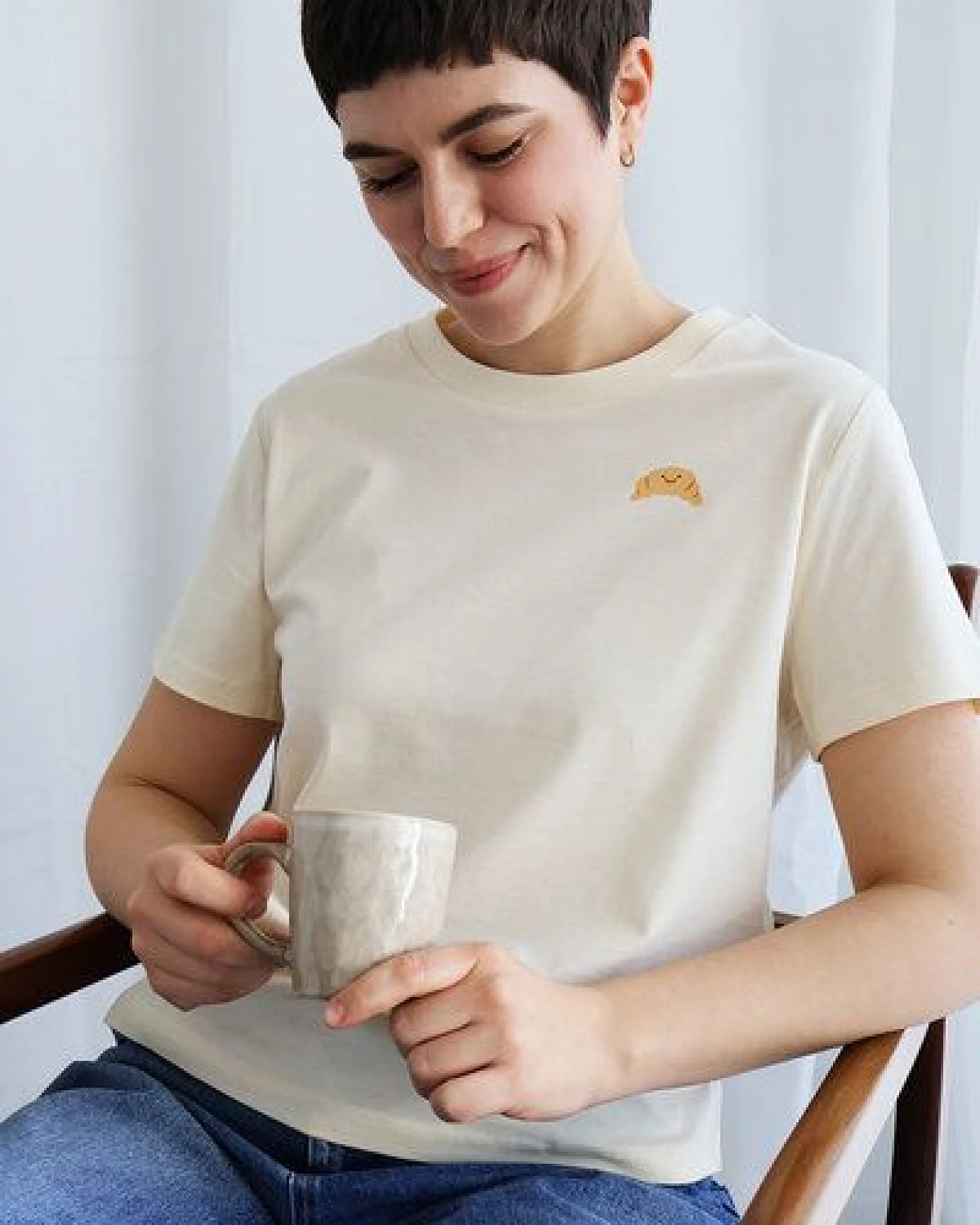 Kultgut Artdesign - Boxi Shirt aus naturbelassener Biobaumwolle /Little Croissant – Ansicht 3