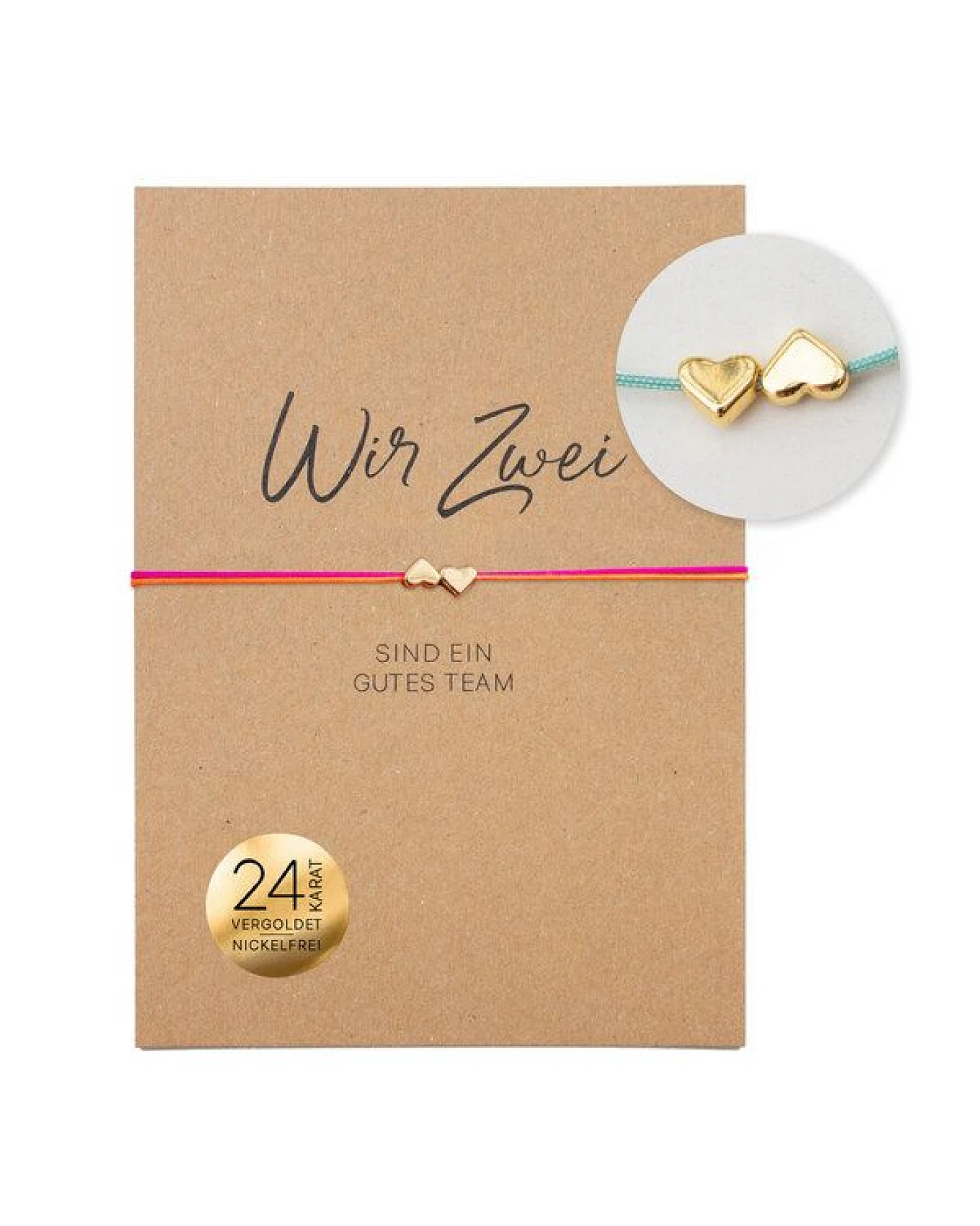 Bow & Hummingbird Armband auf Karte - Zwei Herzen- Wir Zwei sind ein gutes Team - – Ansicht 2
