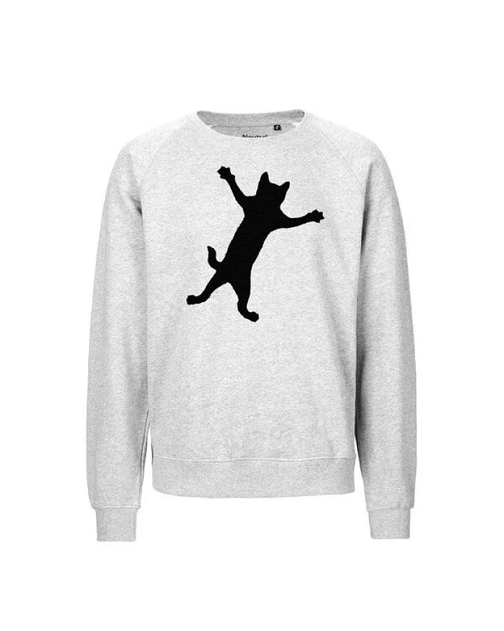 HANDGEDRUCKT "Klammerkatze" Unisex Sweatshirt aus reiner Biobaumwolle (kbA)