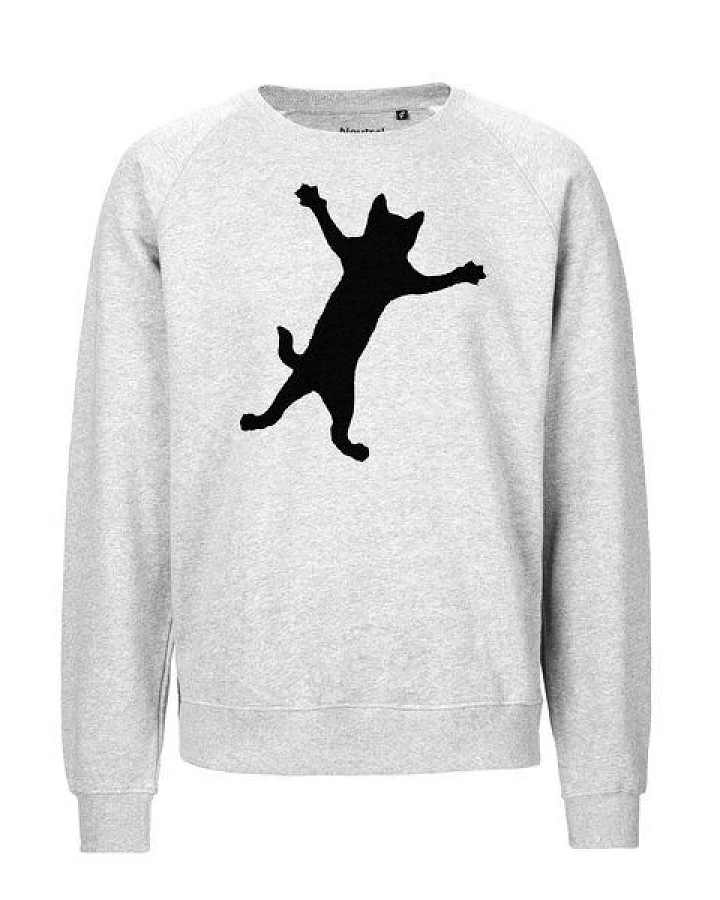 HANDGEDRUCKT "Klammerkatze" Unisex Sweatshirt aus reiner Biobaumwolle (kbA)