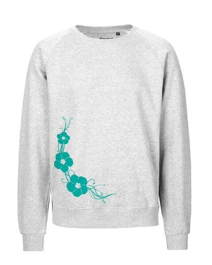 HANDGEDRUCKT "Hibisken" Unisex Sweatshirt aus reiner Biobaumwolle (kbA)