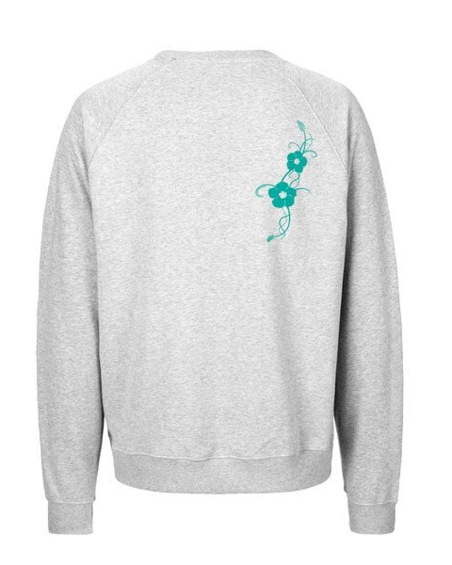 HANDGEDRUCKT "Hibisken" Unisex Sweatshirt aus reiner Biobaumwolle (kbA) – Ansicht 3